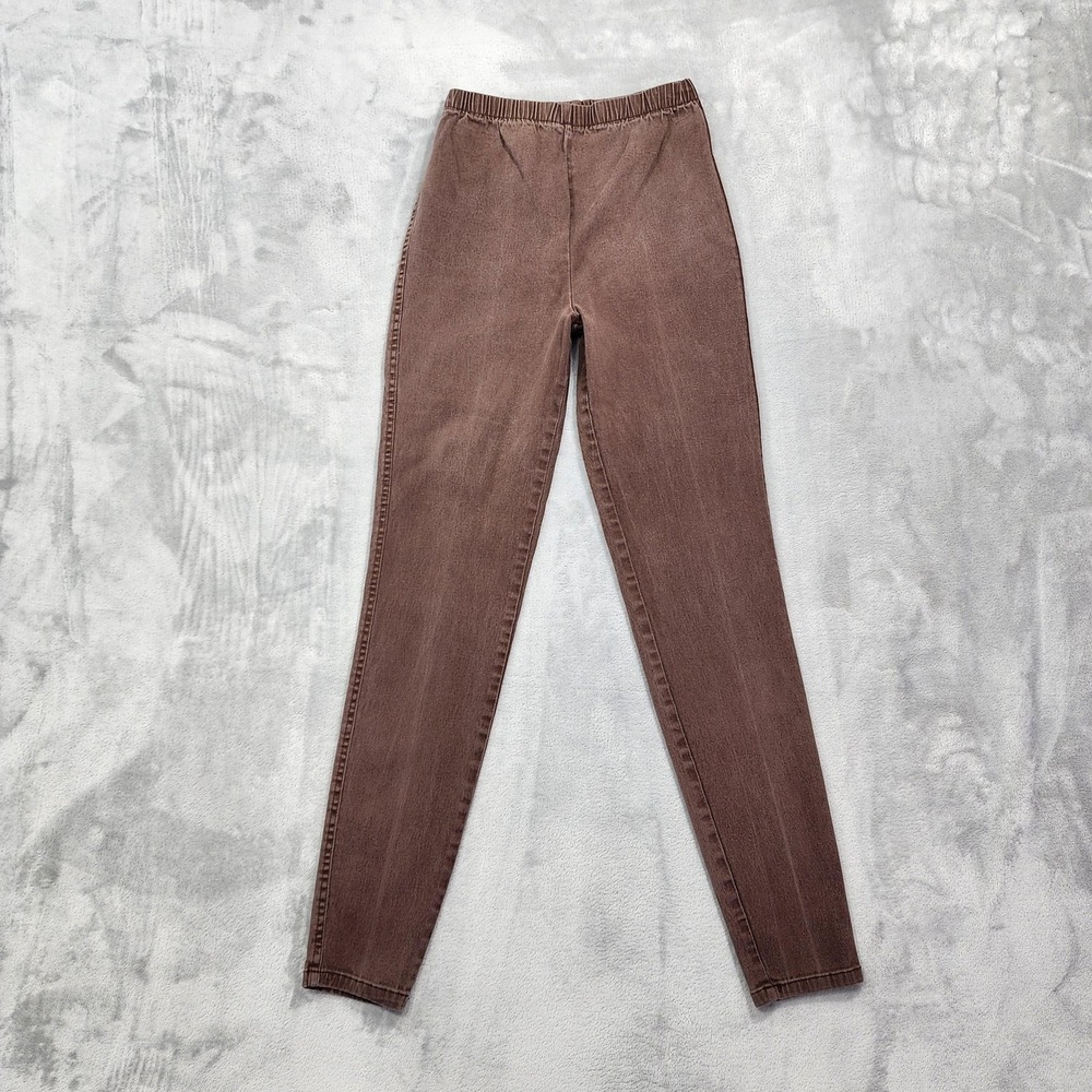 Vintage Faded Glory Leggings Womens S Brown High Rise Ankle Stretch Pull On